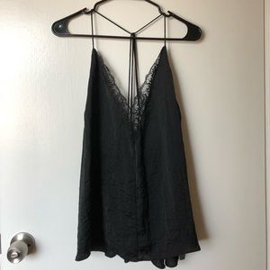 ASOS Plunge Neck Lace Satin Cami Top